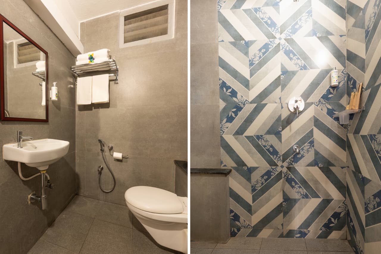 Standard Oak Room – Modern Washroom with Shower | Bonne Chance Heritage Residence, Puducherry